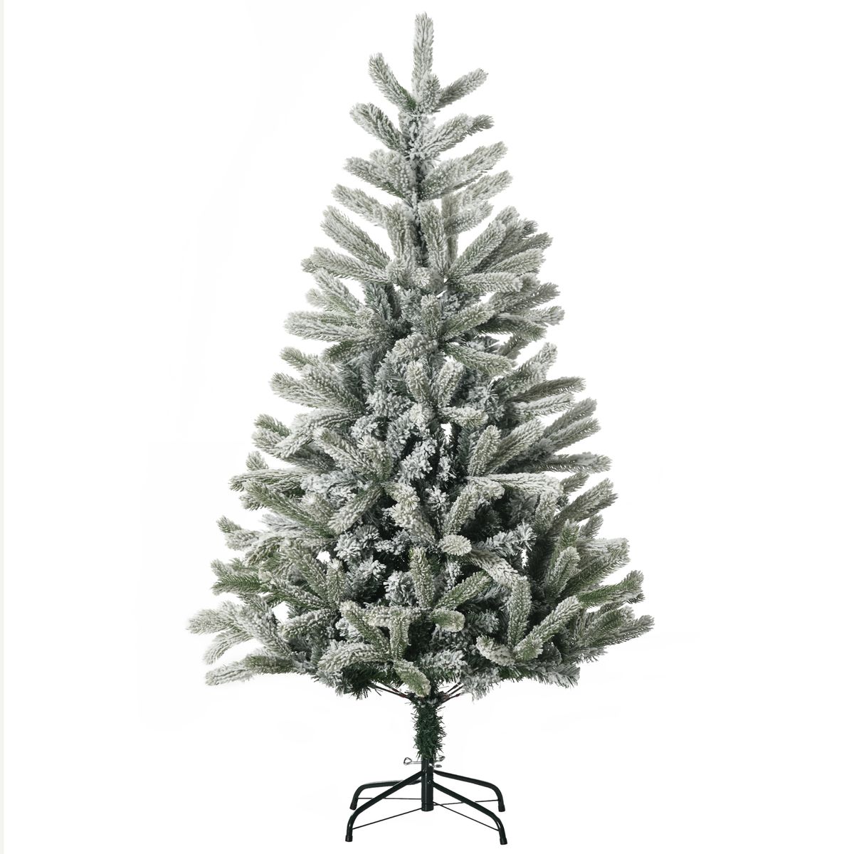 Árbol de Navidad nevado Homcom 521 ramas base plegable verde/blanco Ø90x150 cm