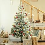 Árbol de Navidad nevado Homcom 521 ramas base plegable verde/blanco Ø90x150 cm