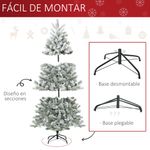 Árbol de Navidad nevado Homcom 521 ramas base plegable verde/blanco Ø90x150 cm