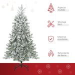 Árbol de Navidad nevado Homcom 521 ramas base plegable verde/blanco Ø90x150 cm