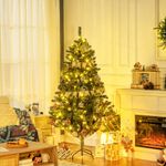 Árbol de Navidad Homcom 650 ramas 150 LEDs con 100 decoraciones verde Ø106x180 cm animada