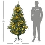 Árbol de Navidad Homcom 650 ramas 150 LEDs con 100 decoraciones verde Ø106x180 cm medidas