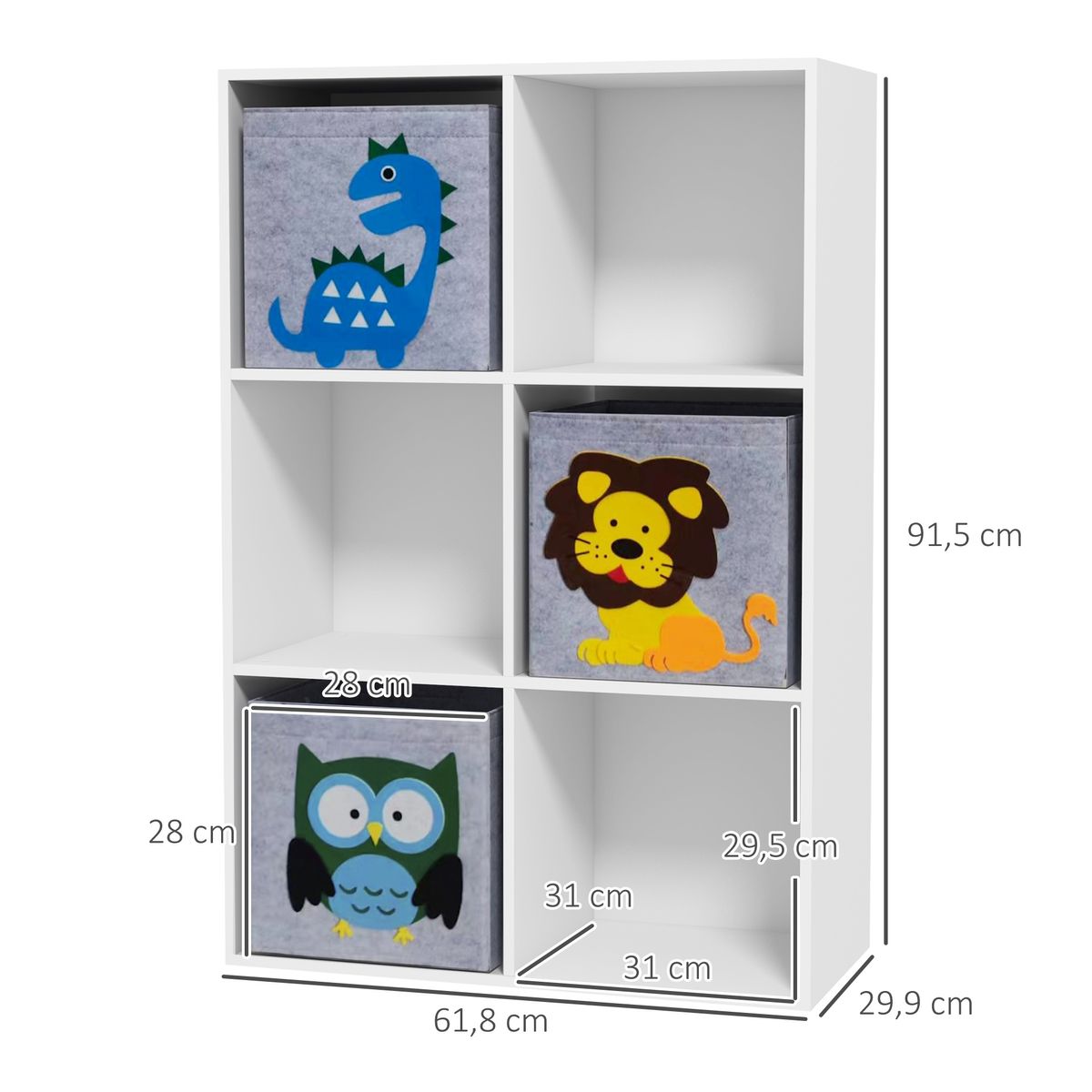 Estantería Papara Homcom 6 módulos blanco 91,5x61,8x29,9 cm