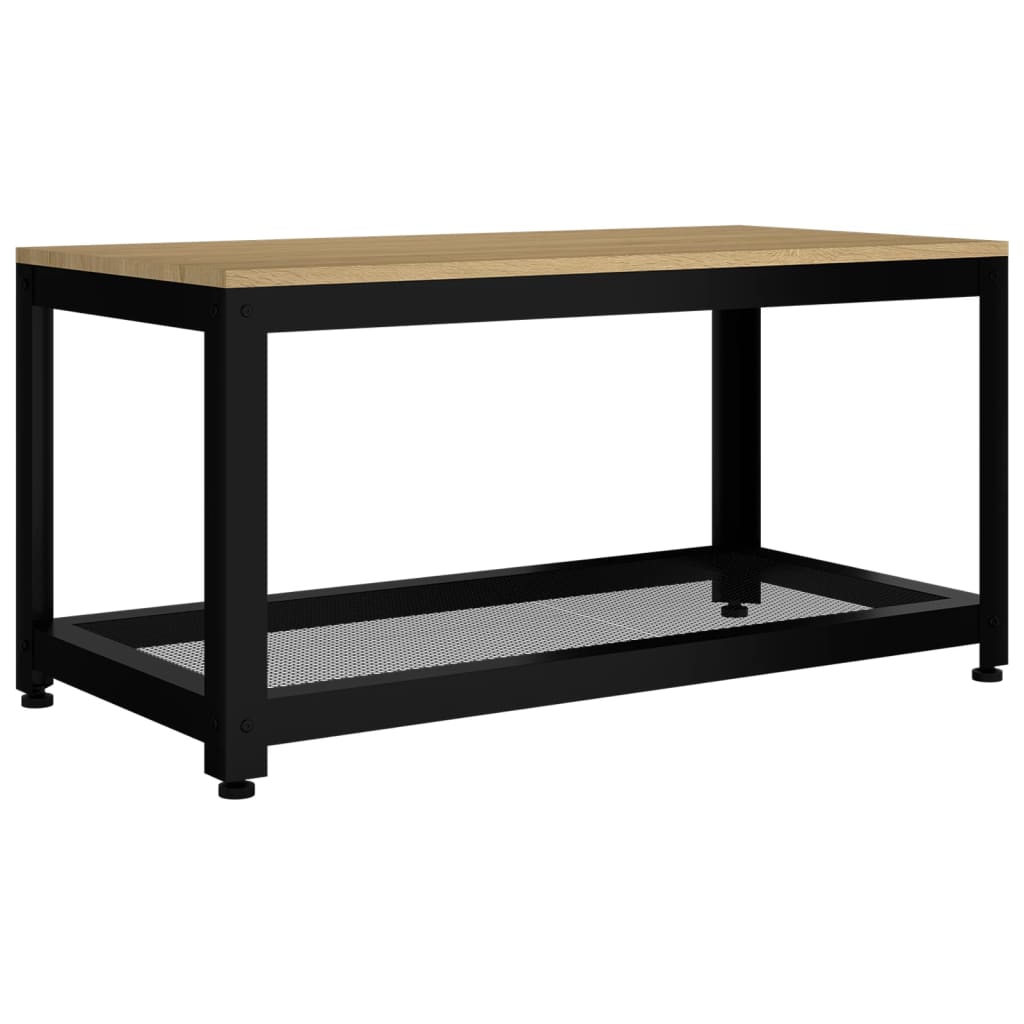 Mesa de centro Gobun con estante inferior marrón claro/negro 45x90x45 cm