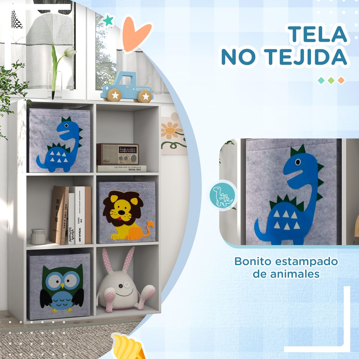 Estantería Papara Homcom 6 módulos blanco 91,5x61,8x29,9 cm