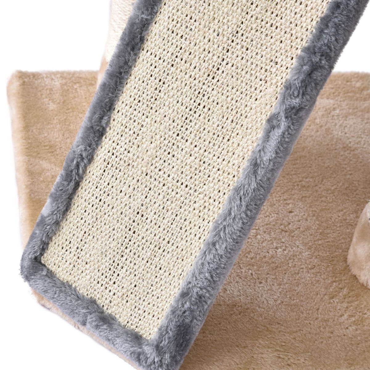 Árbol rascador de gatos con cueva PawHut gris/beige 98x40x40 cm