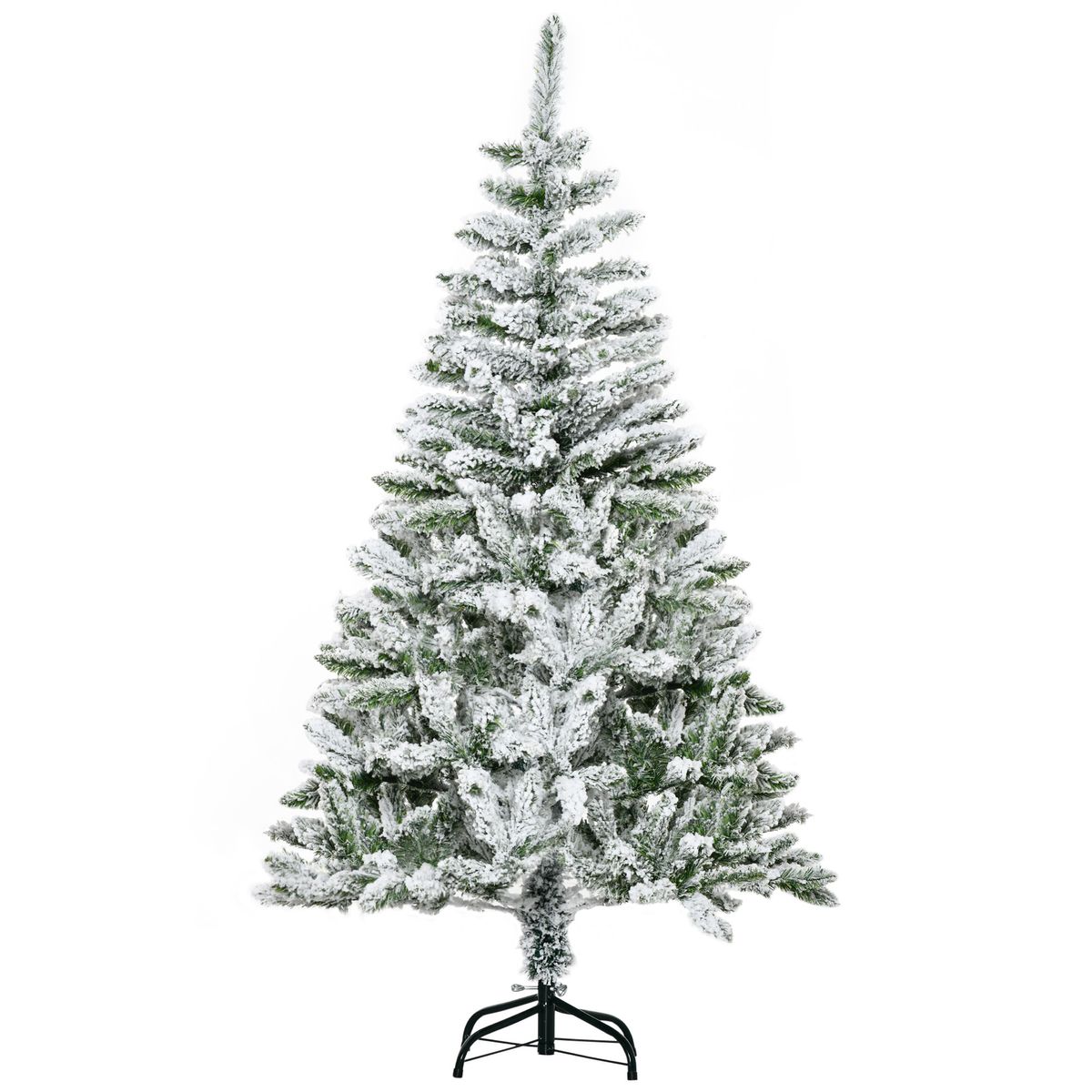 Árbol de Navidad Homcom 358 ramas efecto nieve verde/blanco Ø85x150 cm