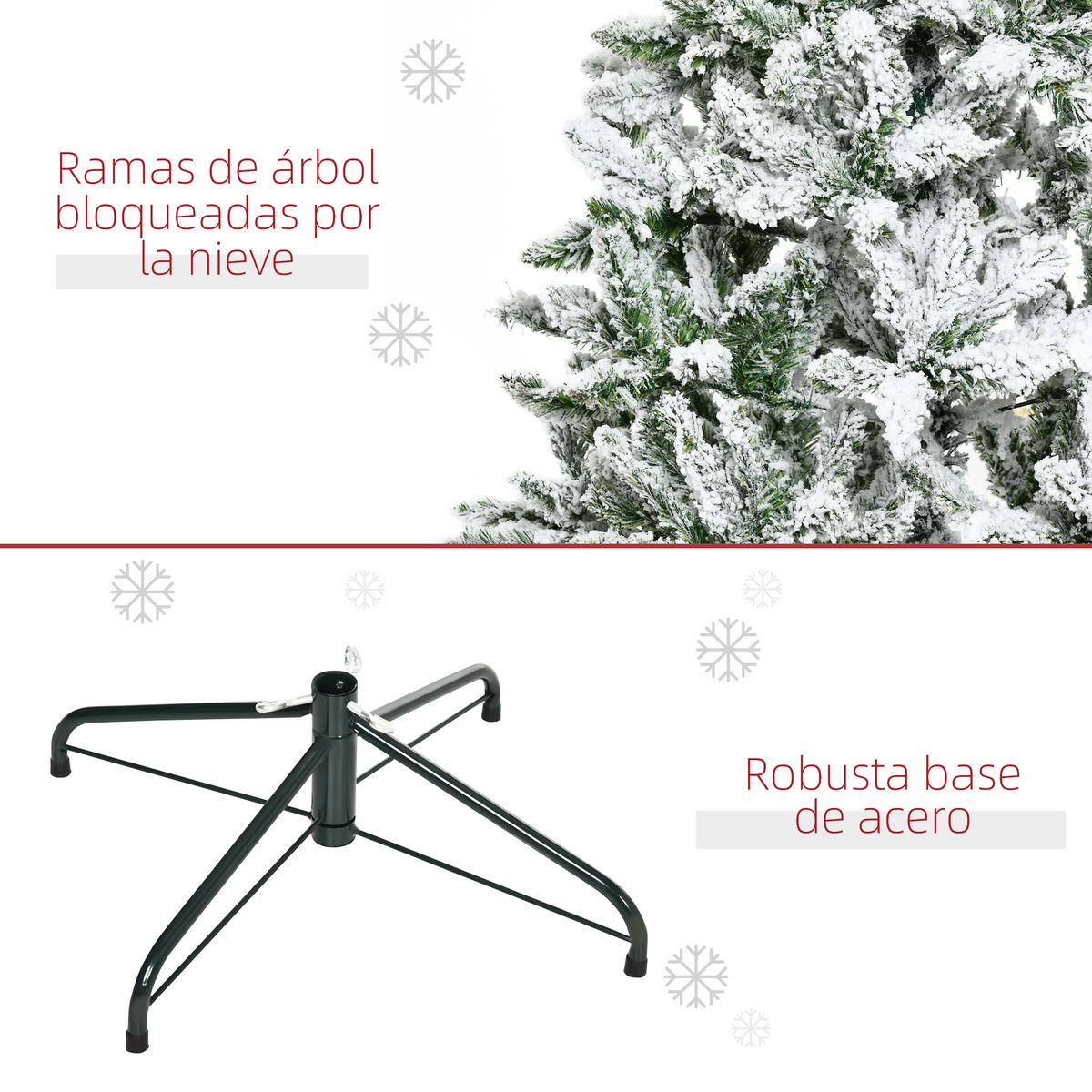 Árbol de Navidad Homcom 358 ramas efecto nieve verde/blanco Ø85x150 cm