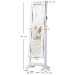Espejo joyero Wendy Homcom 20 luces LEDs reclinable blanco 146x40x37 cm medidas