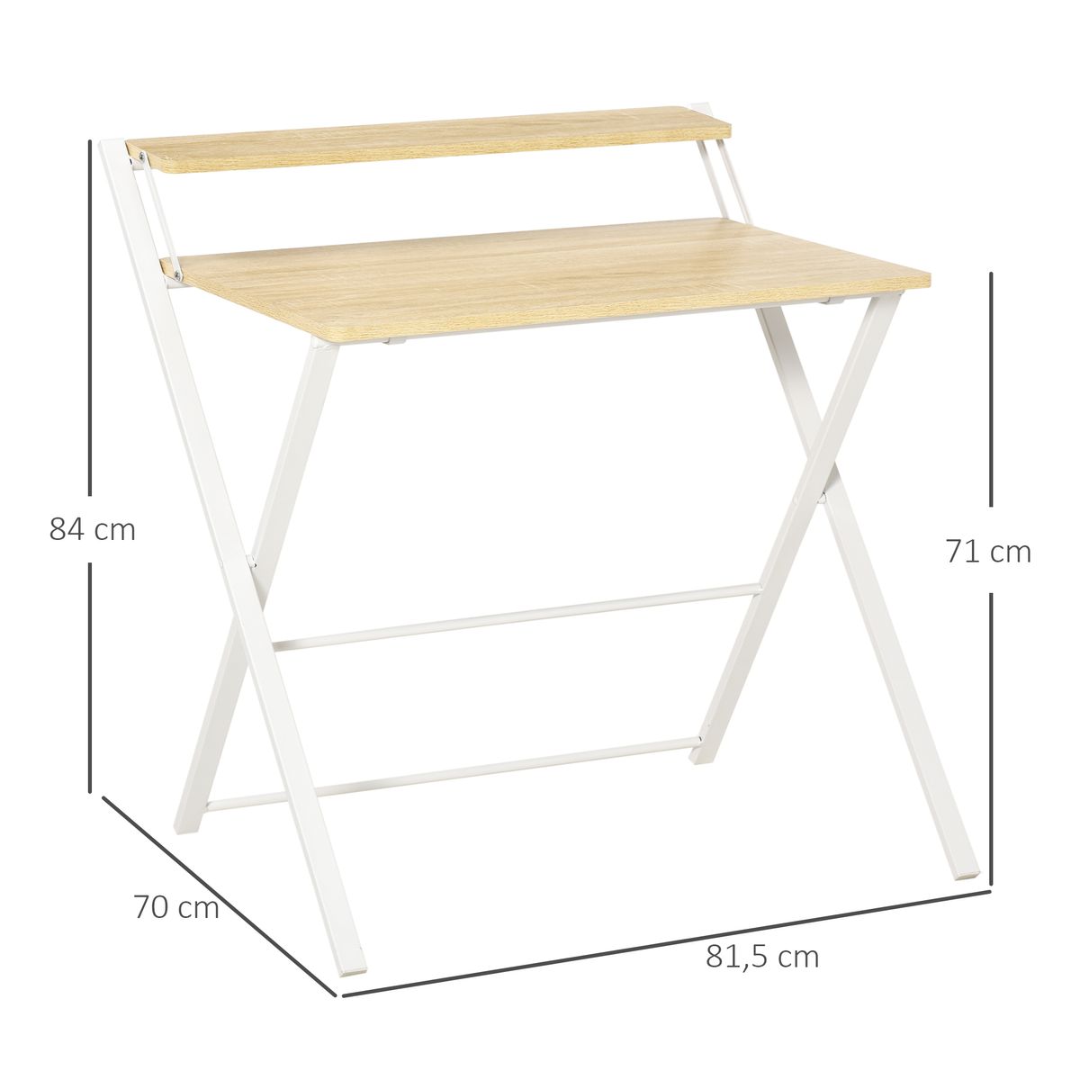 Escritorio Botel Homcom pregable con estante blanco/natural 84x81,5x70 cm