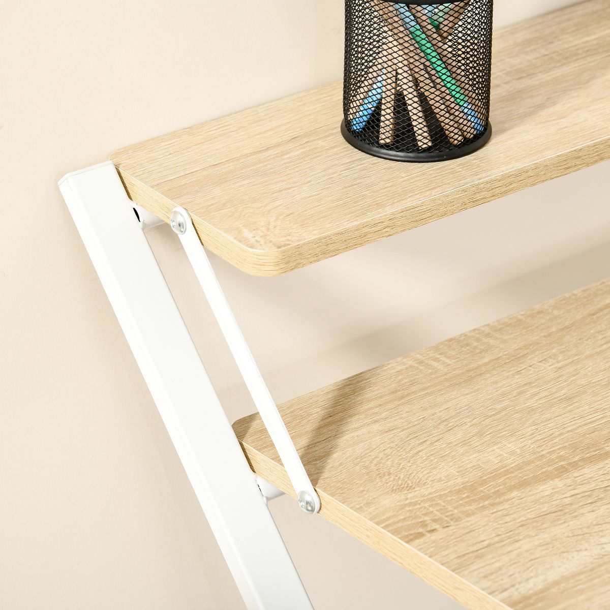 Escritorio Botel Homcom pregable con estante blanco/natural 84x81,5x70 cm