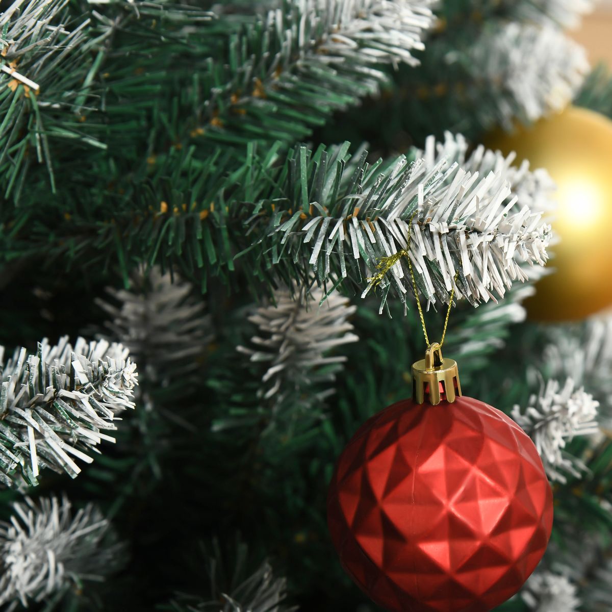 Árbol de navidad nevado Homcom 2012 ramas verde Ø130x210 cm