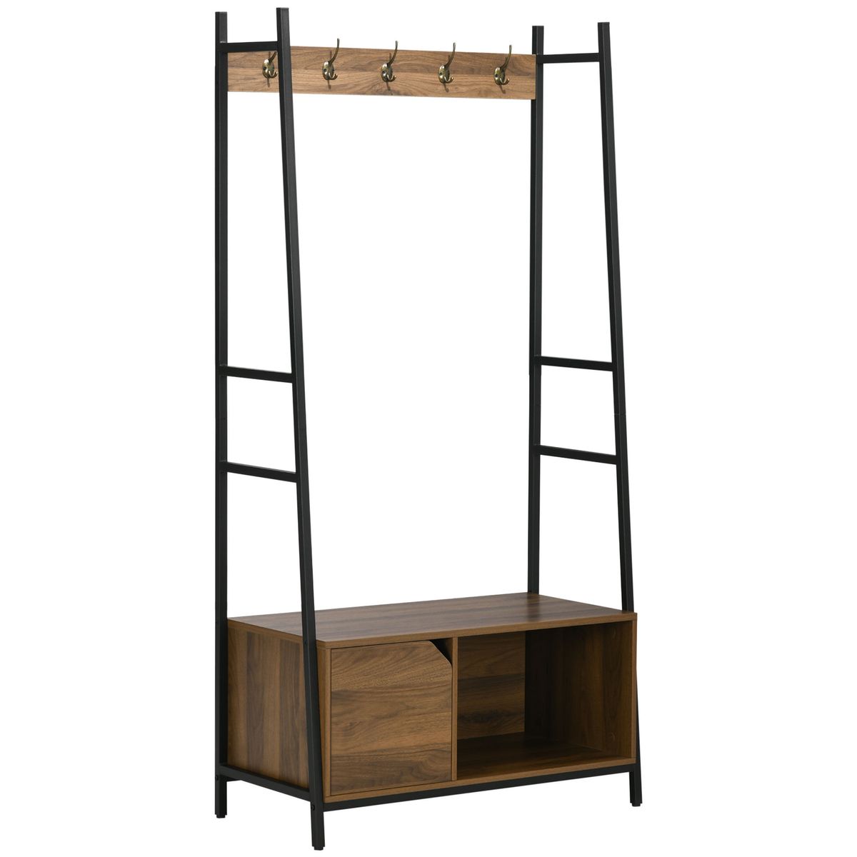 Perchero zapatero Zalgo Homcom 5 ganchos + 1 puerta marrón 169x84x40 cm