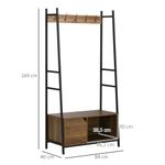 Perchero zapatero Zalgo Homcom 5 ganchos + 1 puerta marrón 169x84x40 cm