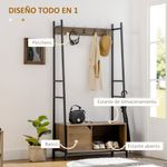 Perchero zapatero Zalgo Homcom 5 ganchos + 1 puerta marrón 169x84x40 cm
