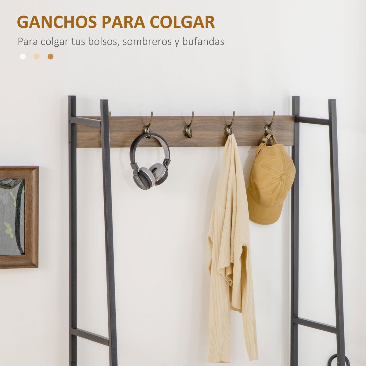 Perchero zapatero Zalgo Homcom 5 ganchos + 1 puerta marrón 169x84x40 cm