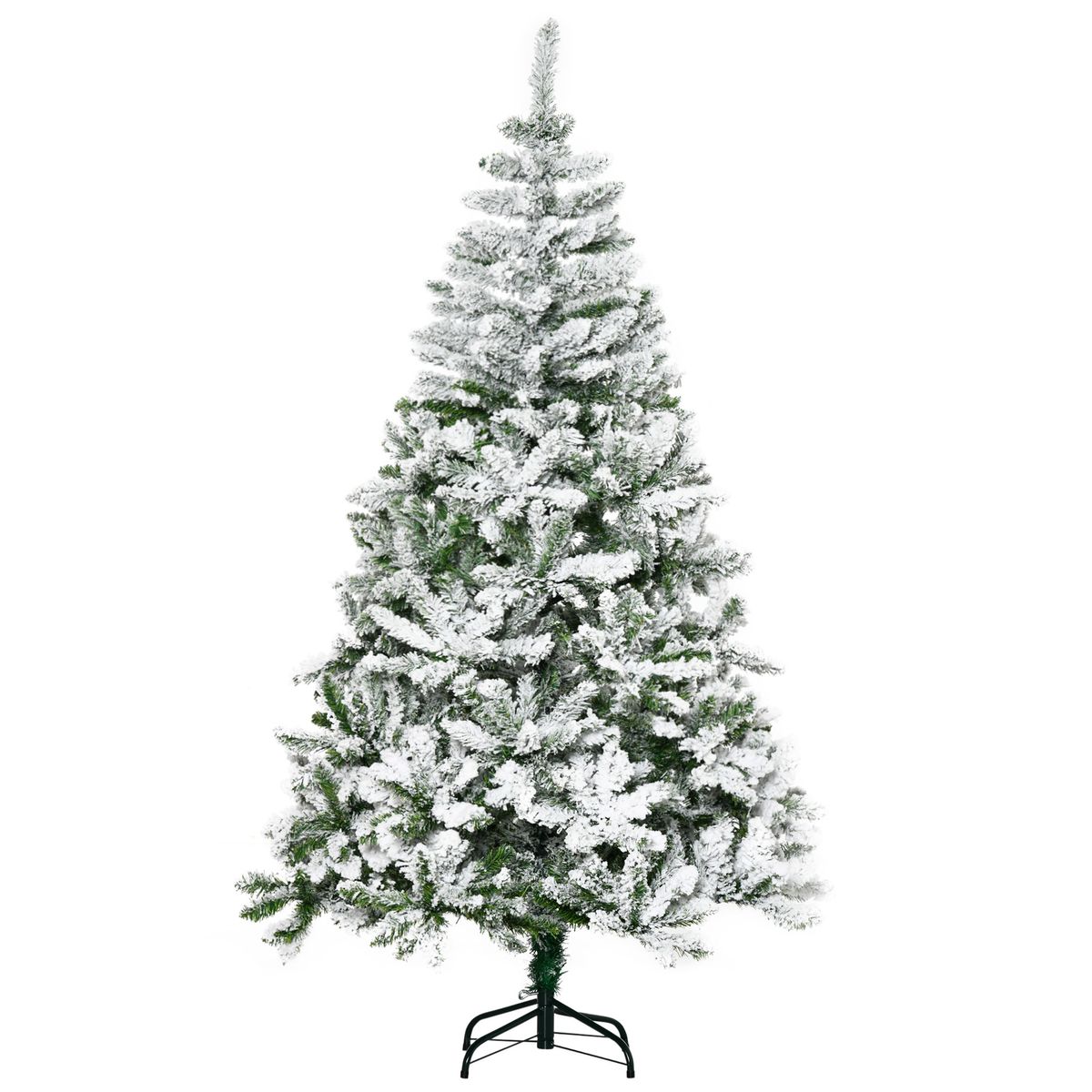 Árbol de Navidad Homcom 750 ramas efecto nieve blanco/verde Ø105x180 cm