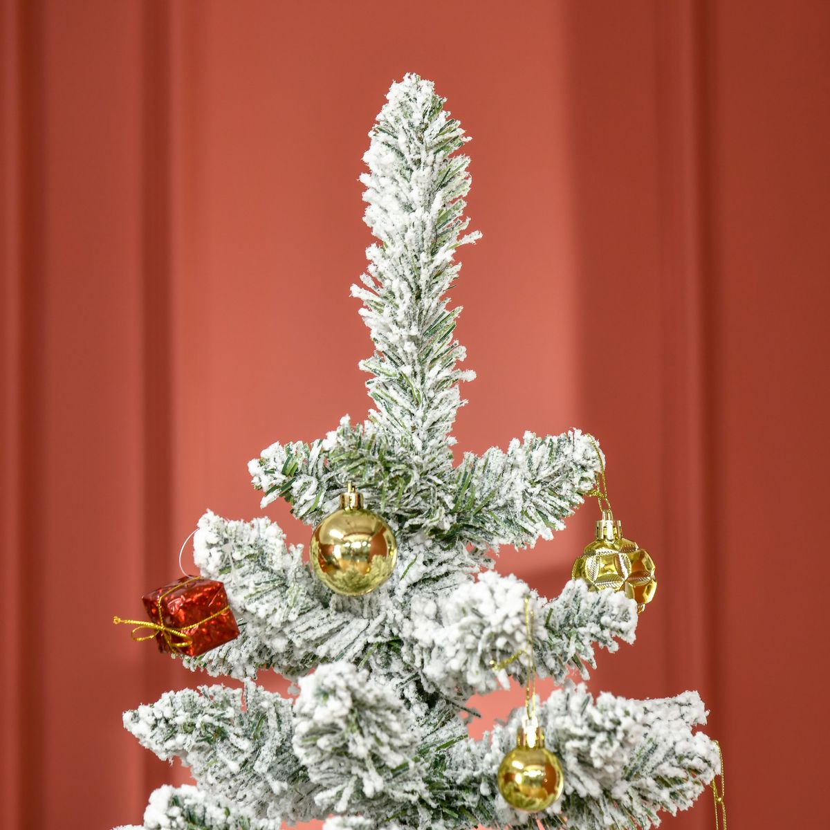 Árbol de Navidad Homcom 750 ramas efecto nieve blanco/verde Ø105x180 cm