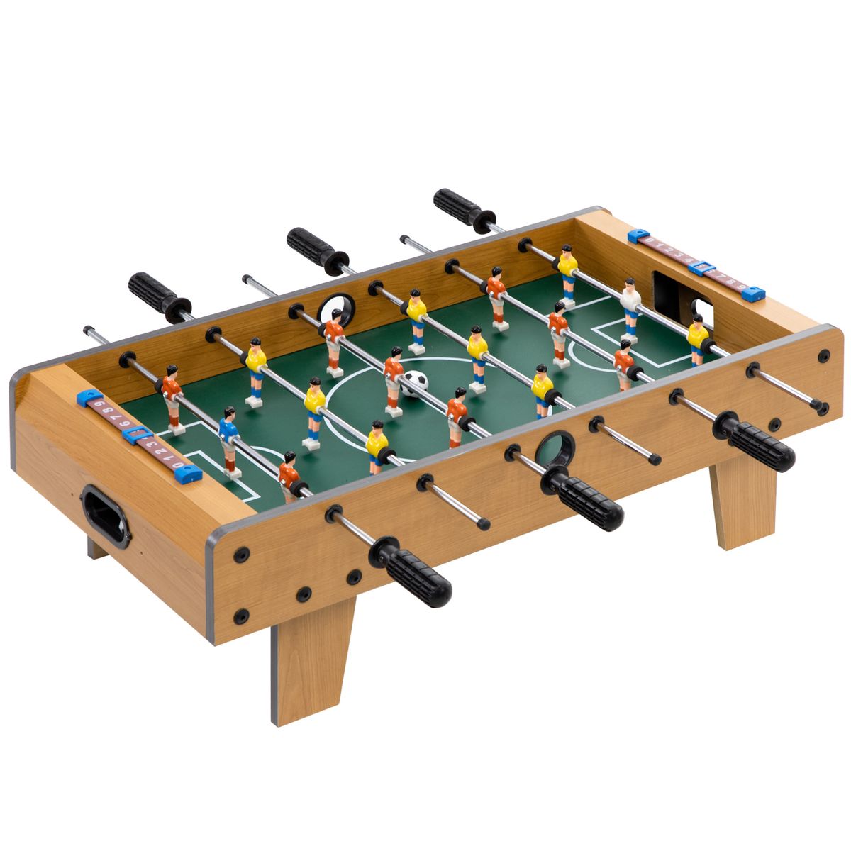 Futbolín de mesa Homcom 6 varillas + 2 marcadores + 18 jugadores natural 22x69x36,5 cm