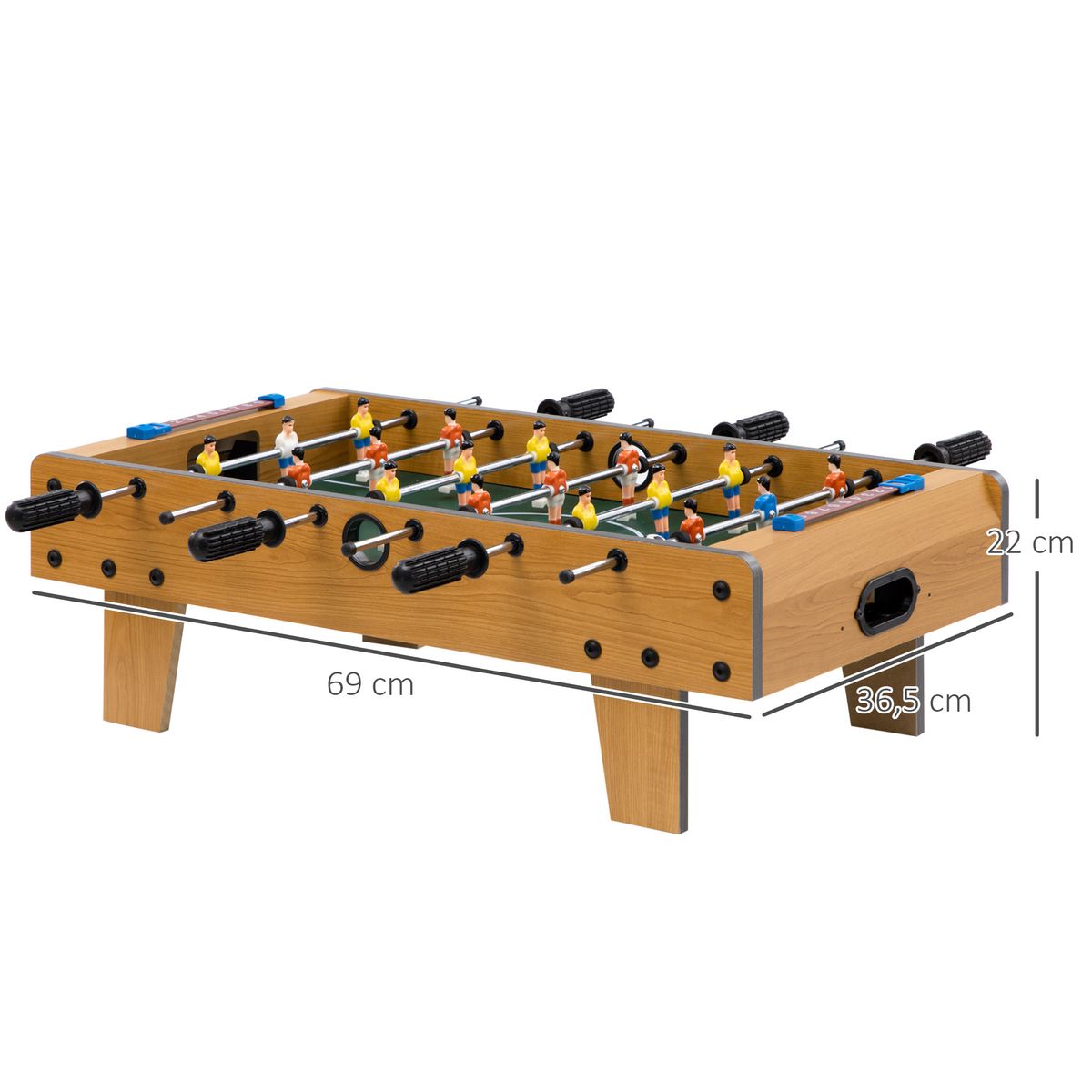 Futbolín de mesa Homcom 6 varillas + 2 marcadores + 18 jugadores natural 22x69x36,5 cm