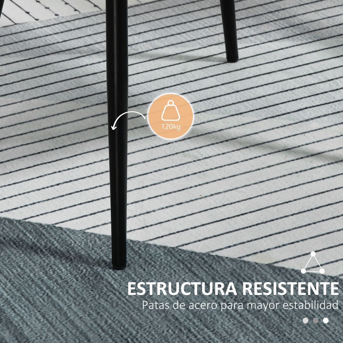 Pack de 2 sillas de comedor Uchiko tapizado lino gris 81x59,5x56,5 cm
