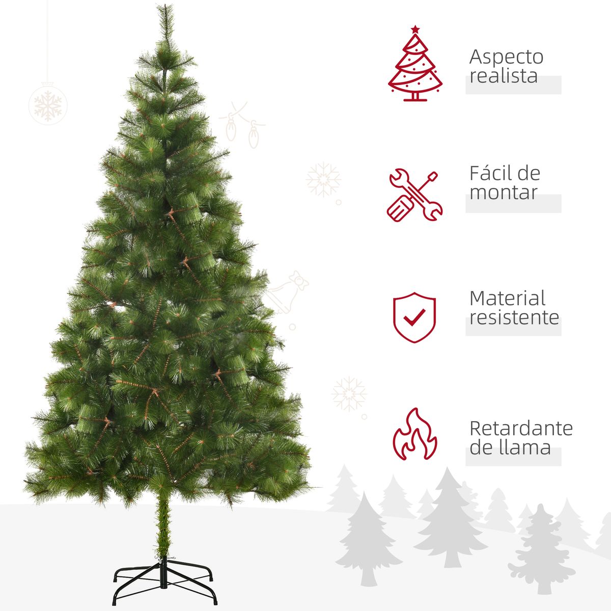 Árbol de Navidad Homcom tipo pino 505 ramas verde 210 cm