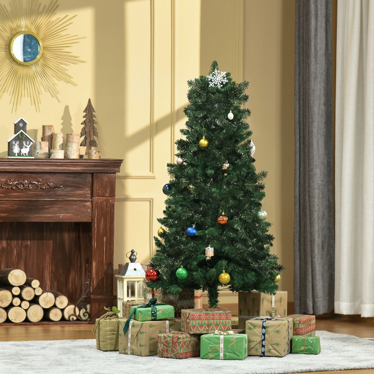 Árbol de Navidad Homcom 454 ramas con soporte plegable verde Ø75x150 cm