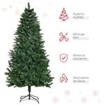 Árbol de Navidad Homcom 724 ramas soporte plegable verde Ø90x180 cm