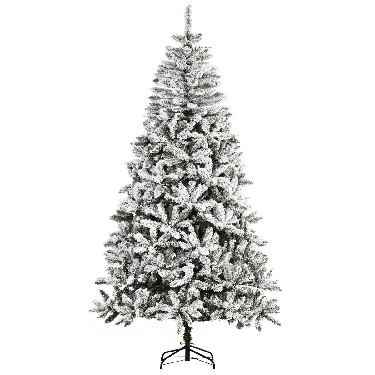Árbol de Navidad Homcom 1300 ramas efecto nieve blanco/verde Ø120x225 cm