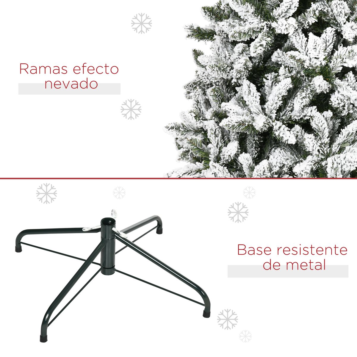 Árbol de Navidad Homcom 1300 ramas efecto nieve blanco/verde Ø120x225 cm