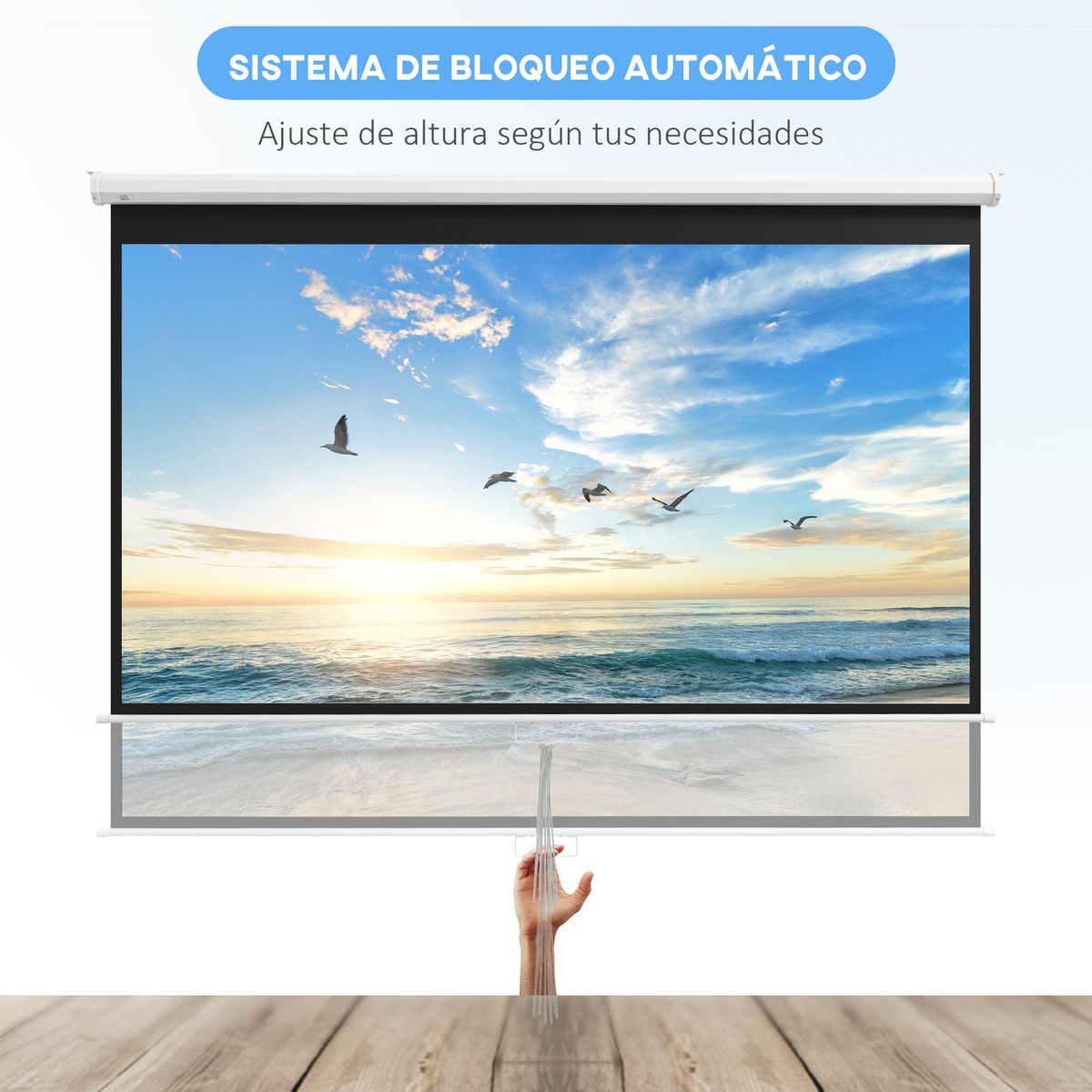 Pantalla de proyección Cinema Homcom 100'' altura ajustable blanco 158x236,8x8 cm