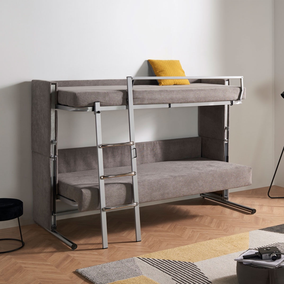 Sofá cama Miami 3 plazas convertible en litera con 2 camas gris 105x200x95 cm