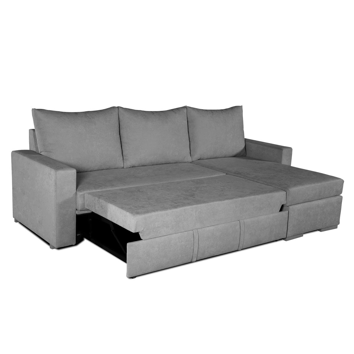 Sofá cama con chaiselongue Saint-Tropez frente derecho gris 95x252x153 cm