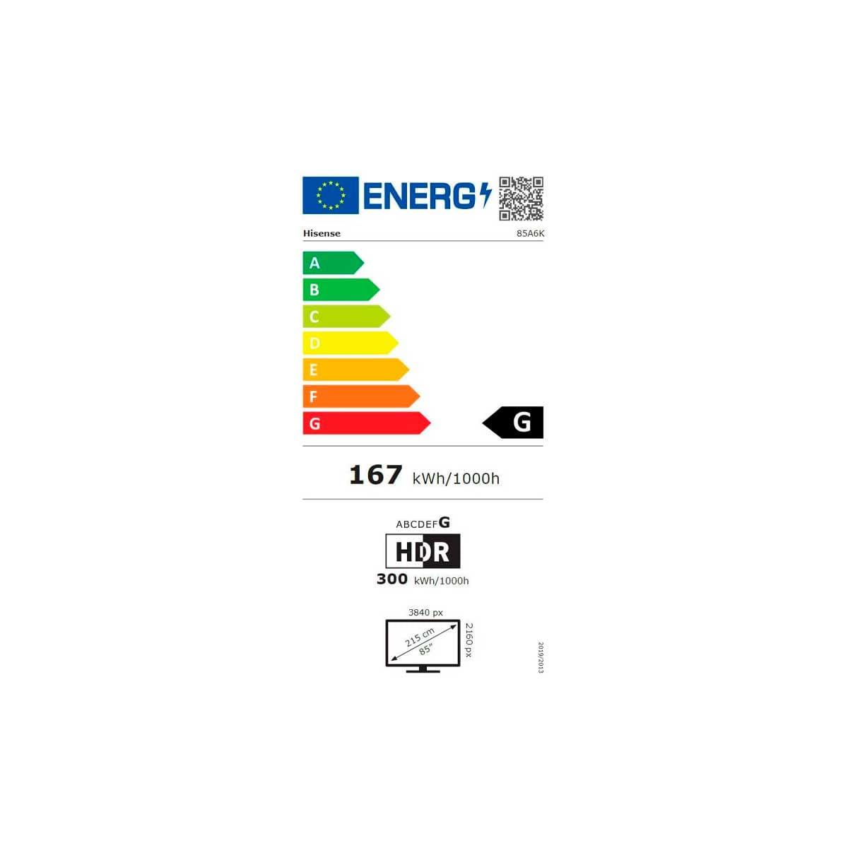 Televisor Smart TV Hisense 85A6K 4K UHD DLED  85’’ VIDAA U6 F negro  eficiencia