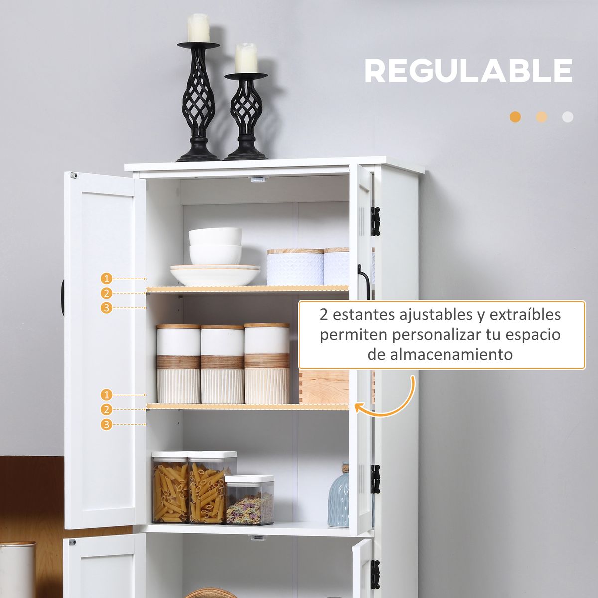 Alacena de cocina Betroka Homcom 4 puertas blanco 123x60x30 cm