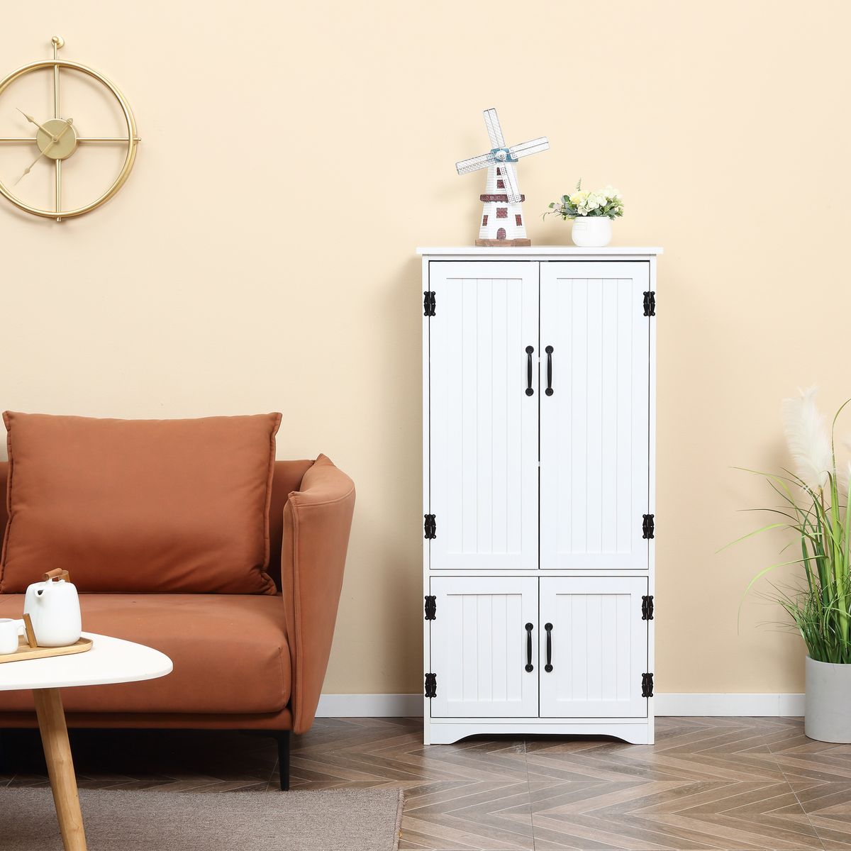 Alacena de cocina Betroka Homcom 4 puertas blanco 123x60x30 cm