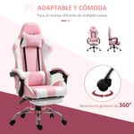 Silla gaming Candy Vinsetto cojín lumbar rosa 119-127x64x67 cm