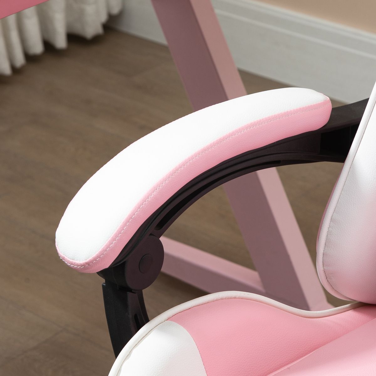 Silla gaming Candy Vinsetto cojín lumbar rosa 119-127x64x67 cm