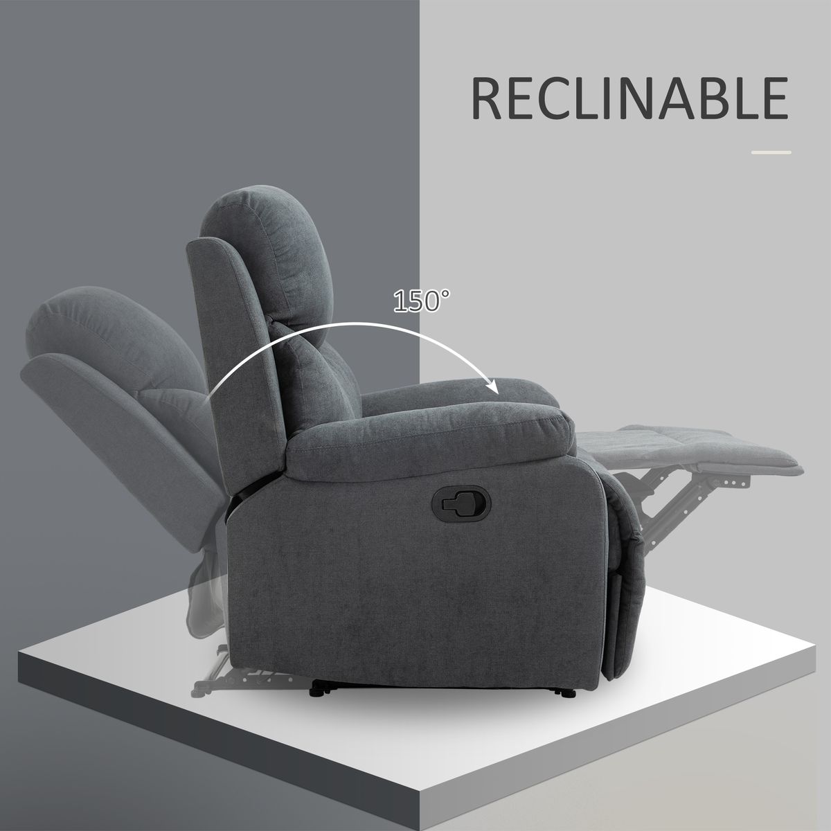 Sillón Olite reclinable extra acolchado gris 105,5x97x96 cm