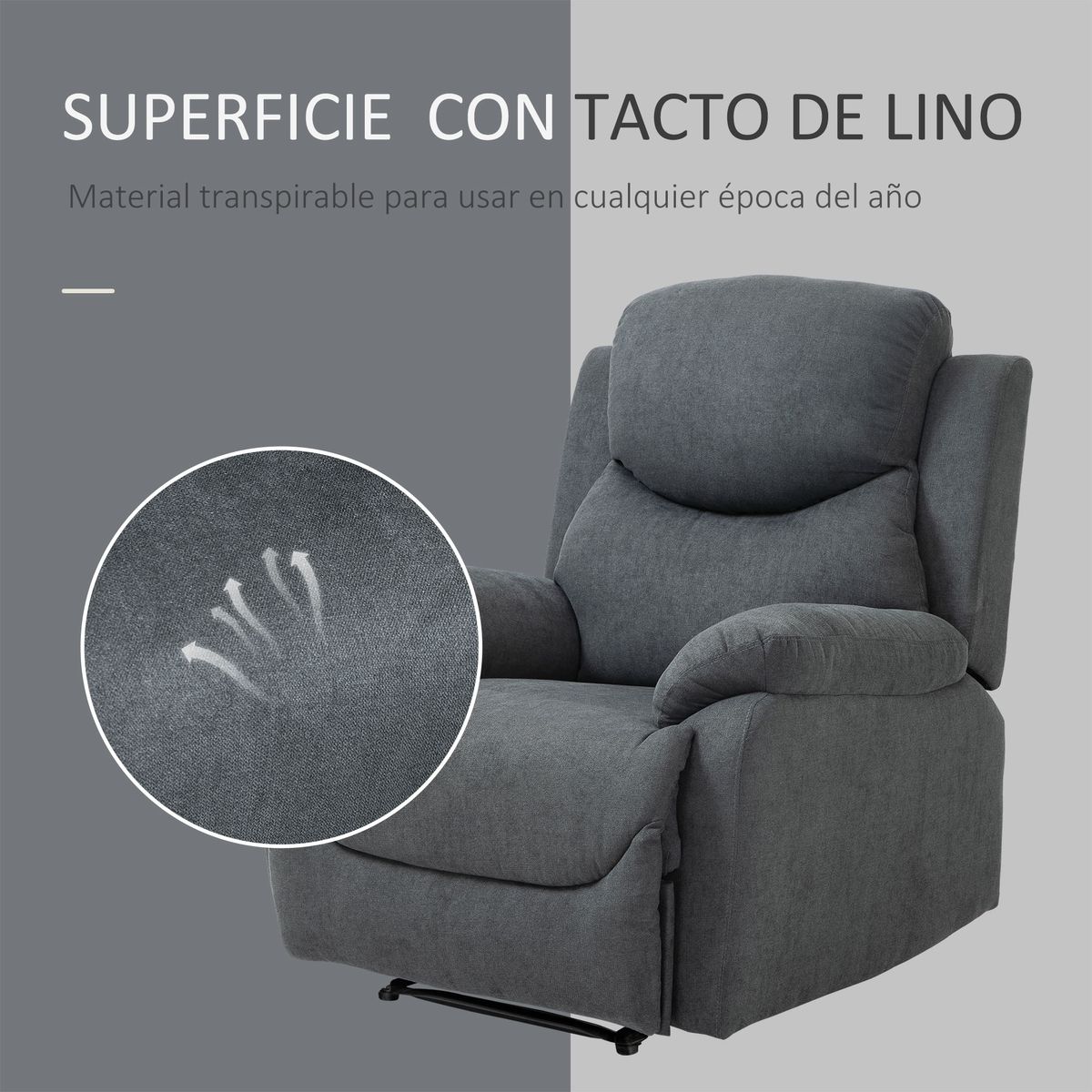 Sillón Olite reclinable extra acolchado gris 105,5x97x96 cm