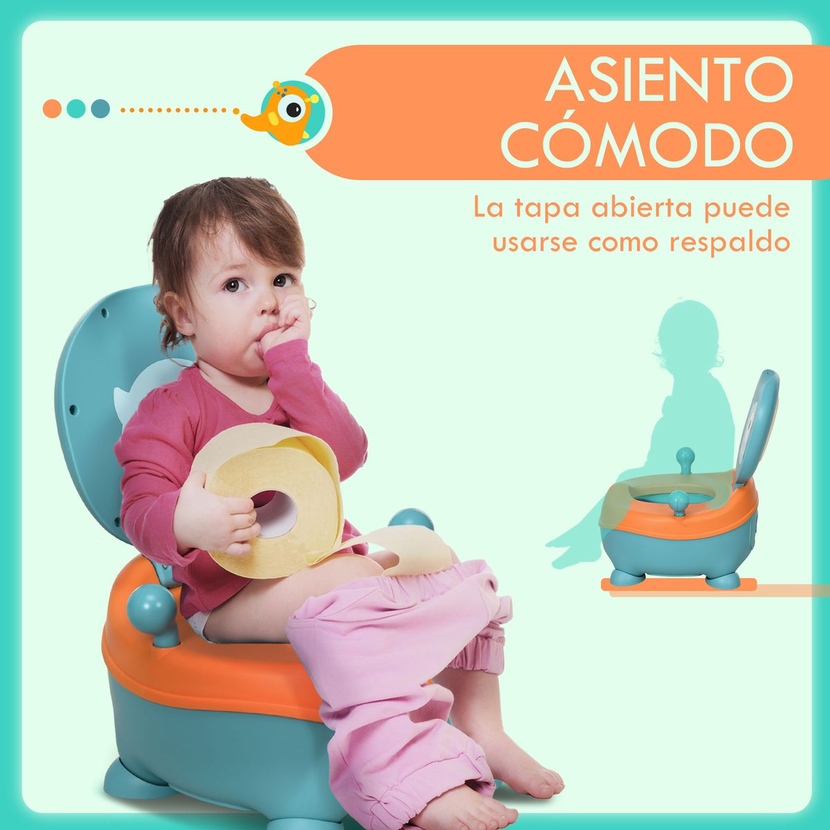 Orinal infantil Zonekiz con tapa antideslizante diseño Alien azul 22,2x35,7x35,6 cm