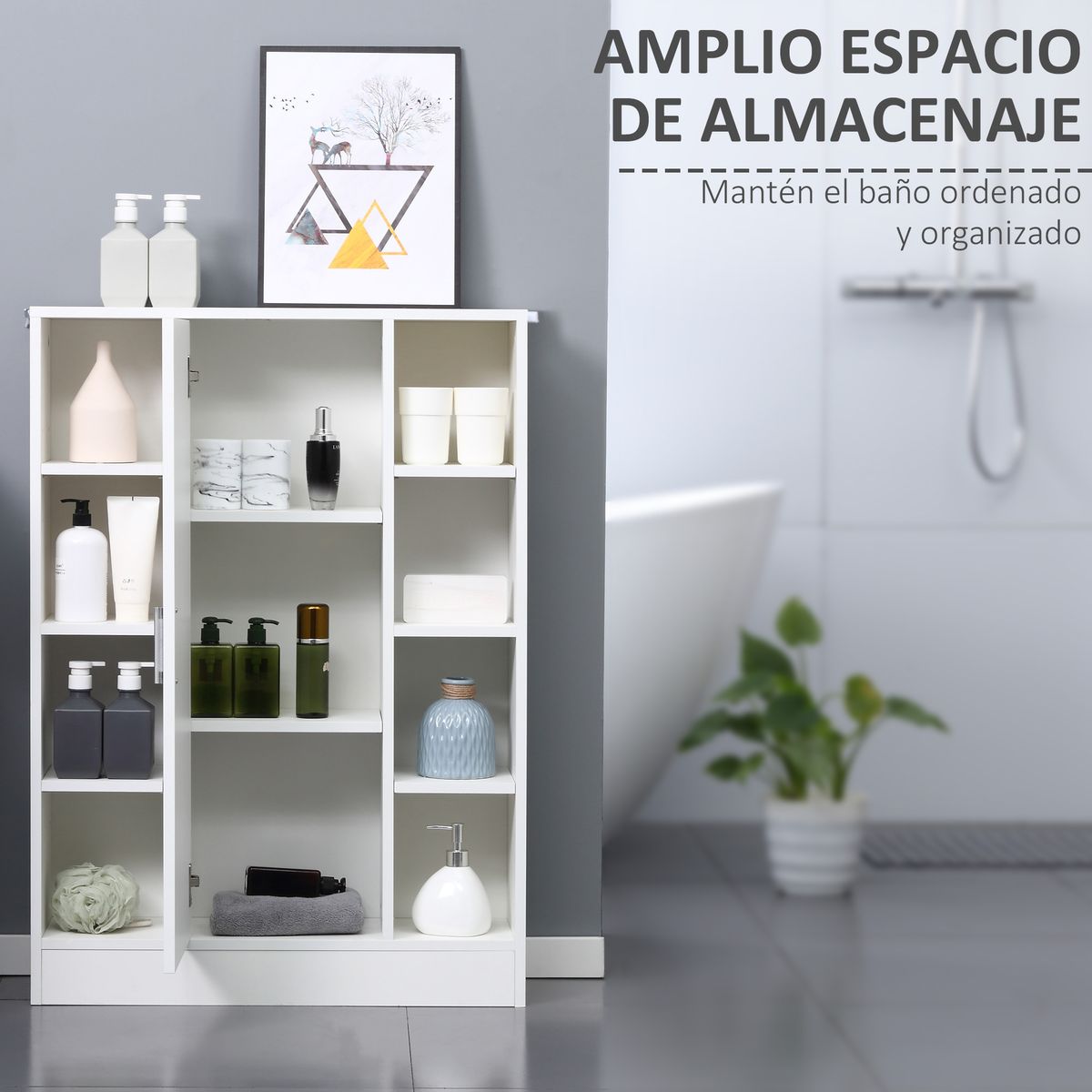 Armario Dinn Kleankin 8 compartimentos + 1 puerta blanco 100x71x22 cm