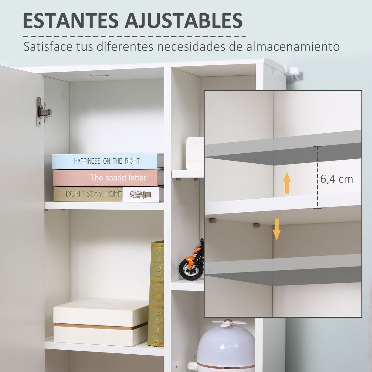 Armario Dinn Kleankin 8 compartimentos + 1 puerta blanco 100x71x22 cm detalle