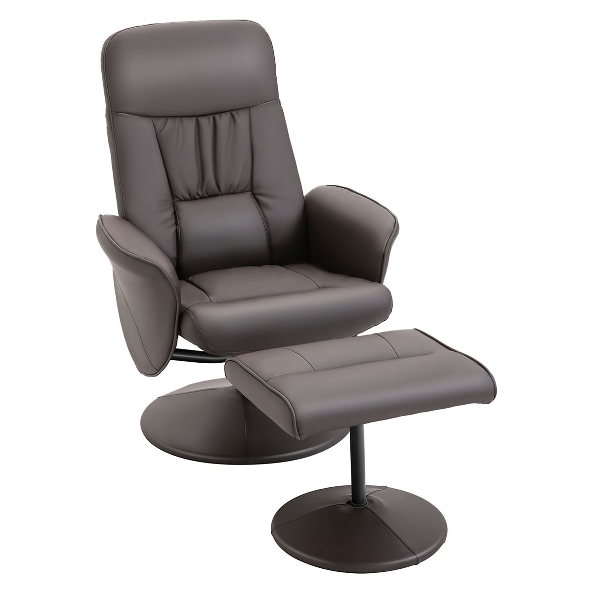 Sillón relax Vole Homcom con taburete respaldo reclinable marrón 101x76x81 cm fondo blanco
