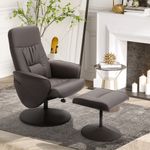 Sillón relax Vole Homcom con taburete respaldo reclinable marrón 101x76x81 cm animada