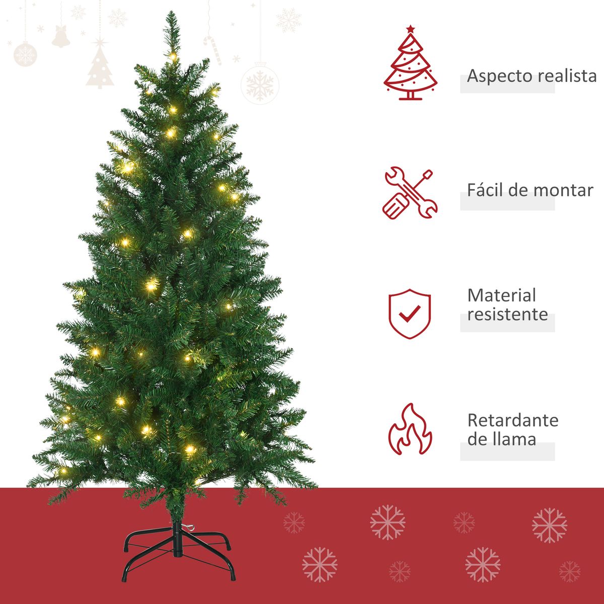 Árbol de Navidad con luces Homcom 150 LEDs 502 ramas verde Ø84x150 cm
