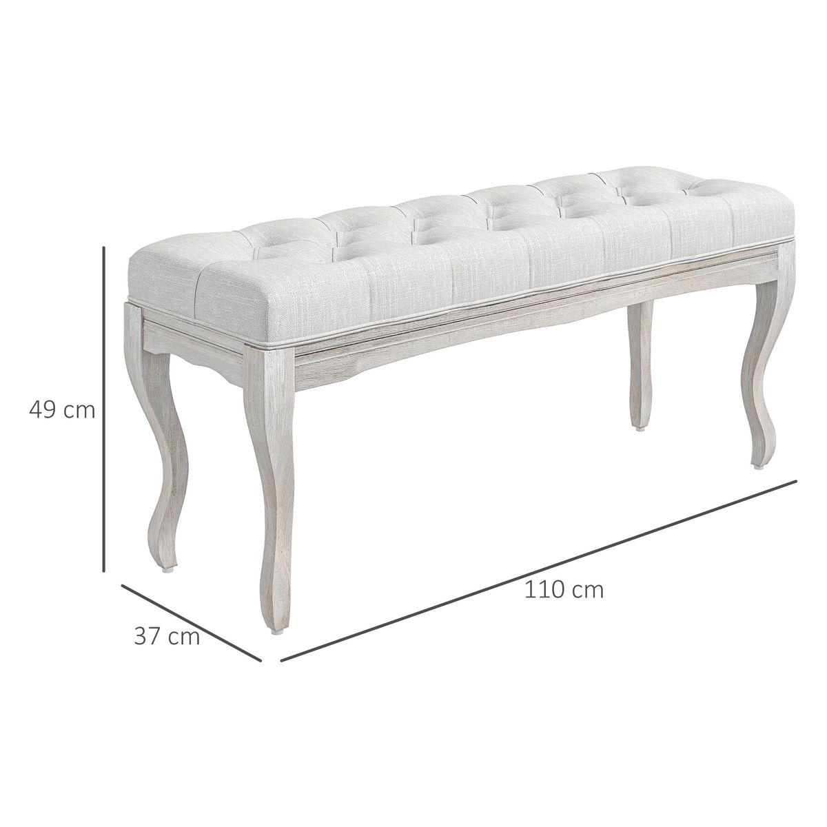 Banco acolchado Trento Homcom 120kg crema 49x110x37 cm medidas