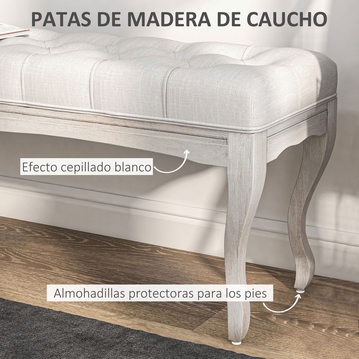 Banco acolchado Trento Homcom 120kg crema 49x110x37 cm caracteristicas
