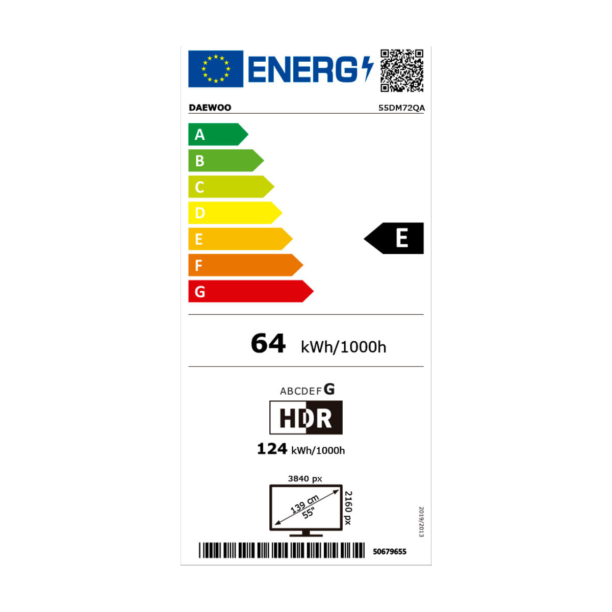 Televisor-Smart-TV-Daewoo-55DM72QA-55’’-4K-HDR-QLED-Android-11-E-negro-etiqueta-energetica