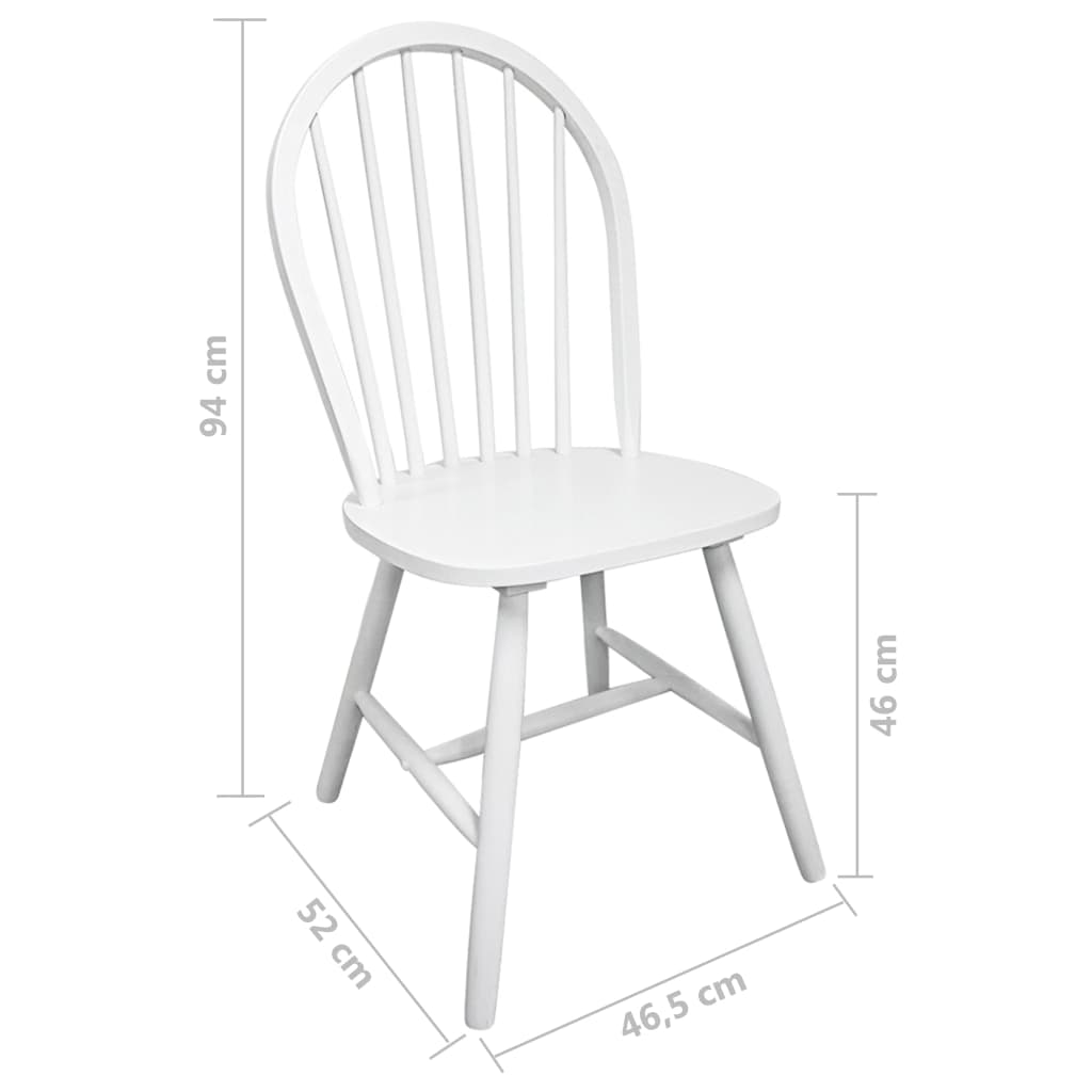 Pack de 4 sillas de comedor Calama madera de caucho blanco 94x46,5x52 cm